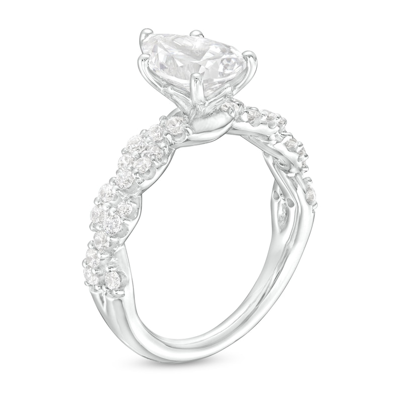 Main Image 3 of 2 CT. T.W. Certified Pear-Shaped Lab-Created Diamond Twist Shank Engagement Ring in 14K White Gold (F/VS2)