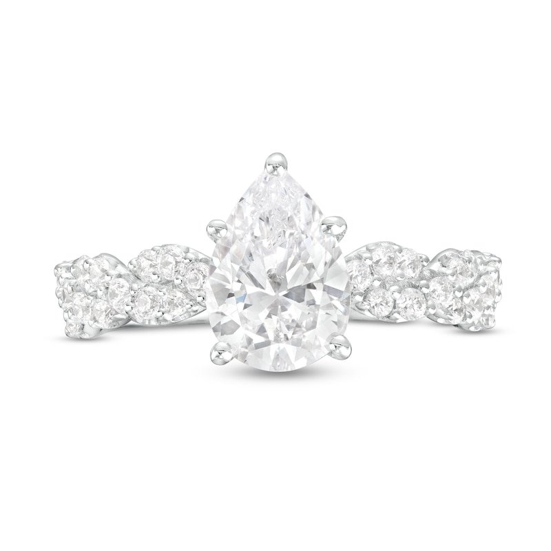 Main Image 4 of 2 CT. T.W. Certified Pear-Shaped Lab-Created Diamond Twist Shank Engagement Ring in 14K White Gold (F/VS2)