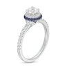 Thumbnail Image 3 of Vera Wang Love Collection 3/4 CT. T.W. Diamond and Blue Sapphire Double Frame Engagement Ring in 14K White Gold