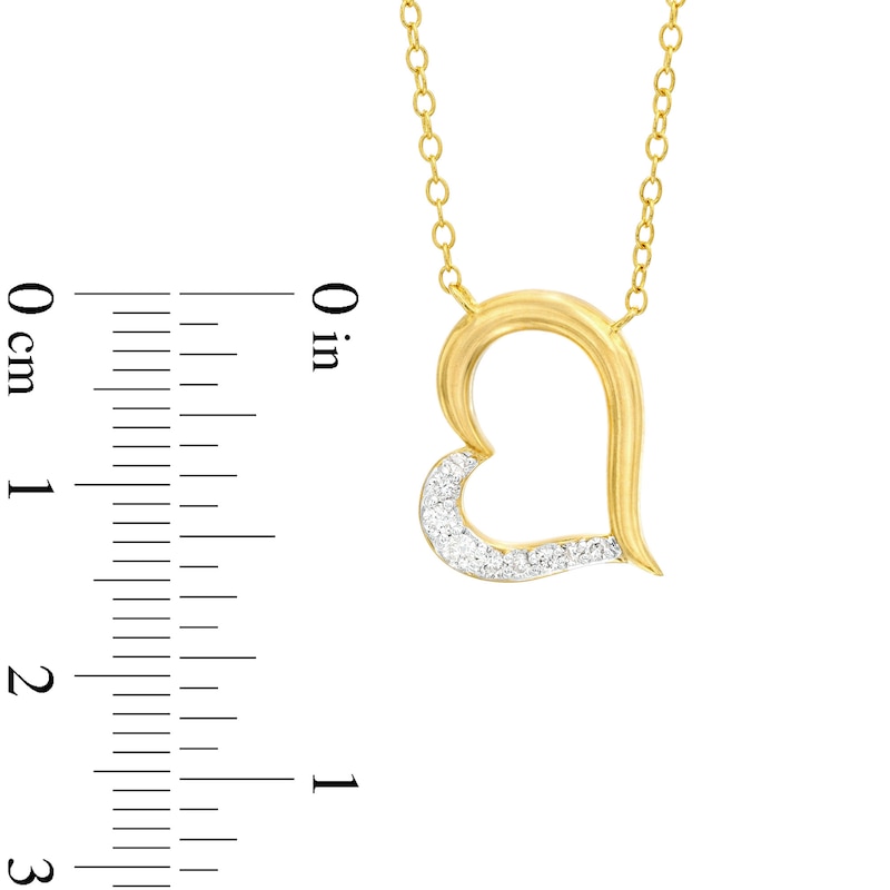 Diamond Tilted Heart Necklace, Silver or White Gold