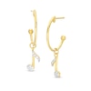 Thumbnail Image 0 of 1/8 CT. T.W. Diamond Eighth Note Open Hoop Drop Earrings in Sterling Silver with 18K Gold Plate