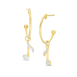 1/8 CT. T.W. Diamond Eighth Note Open Hoop Drop Earrings in Sterling Silver with 18K Gold Plate