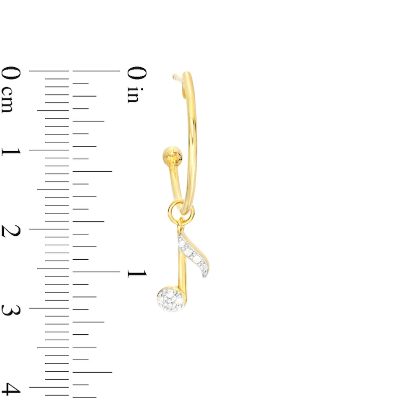 1/8 CT. T.W. Diamond Eighth Note Open Hoop Drop Earrings in Sterling Silver with 18K Gold Plate