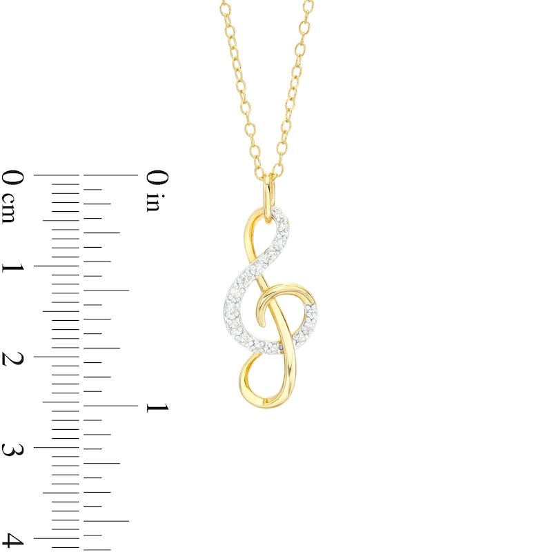 Main Image 3 of 1/10 CT. T.W. Diamond Treble Clef Pendant in Sterling Silver with 18K Gold Plate