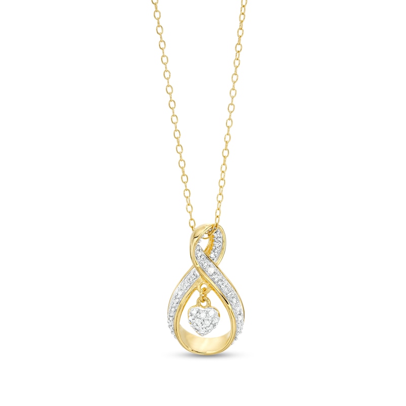 Diamond Accent Infinity Heart Pendant in Sterling Silver with 18K Gold Plate