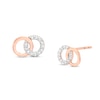 Thumbnail Image 1 of 1/10 CT. T.W. Diamond Double Interlocking Circles Stud Earrings in 10K Rose Gold