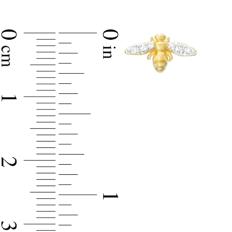 Main Image 3 of 1/10 CT. T.W. Diamond Bee Stud Earrings in Sterling Silver with 18K Gold Plate