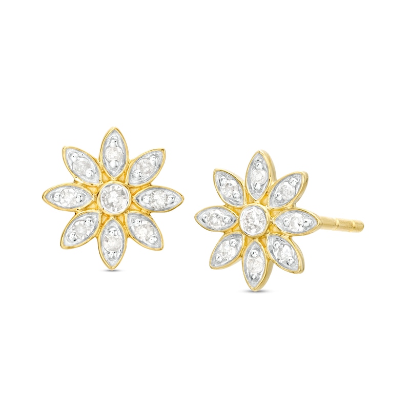 1/10 CT. T.W. Diamond Flower Stud Earrings in 10K Gold | Zales Outlet
