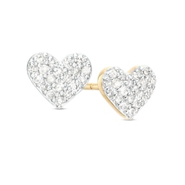 1/8 CT. T.W. Diamond Heart Cluster Stud Earrings in 10K Gold