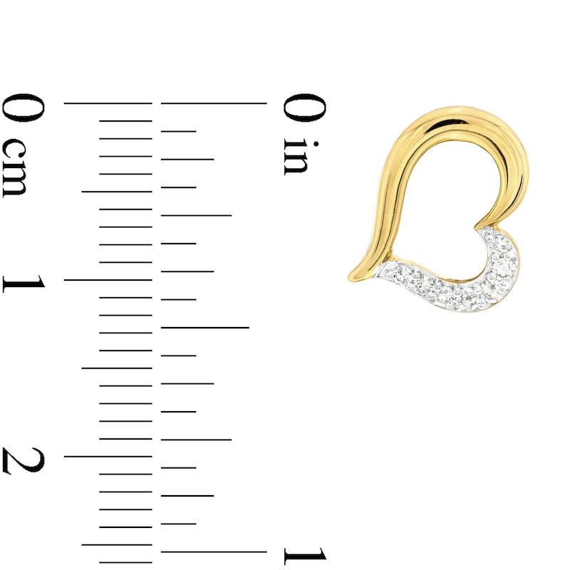 Main Image 3 of 1/8 CT. T.W. Diamond Heart Stud Earrings in Sterling Silver with 18K Gold Plate