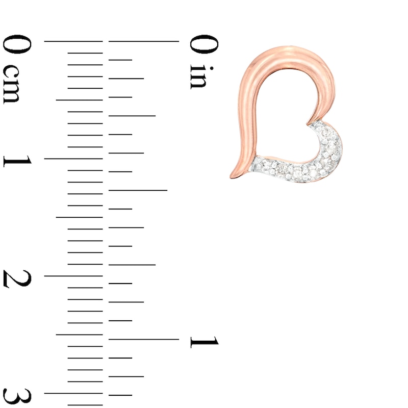 Main Image 3 of 1/8 CT. T.W. Diamond Heart Stud Earrings in Sterling Silver with 18K Rose Gold Plate