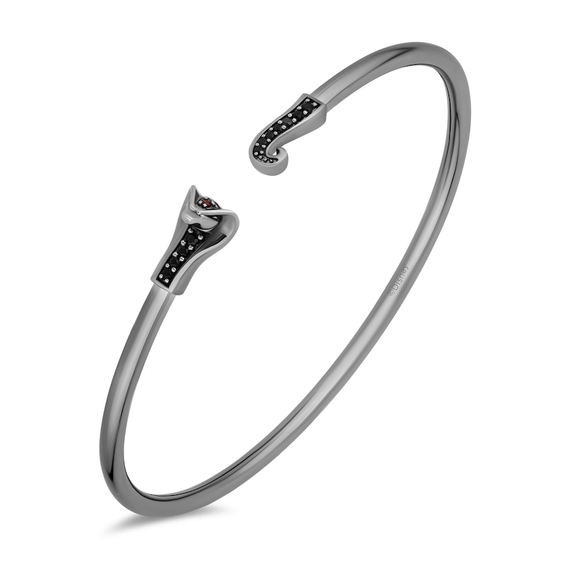 Main Image 1 of Enchanted Disney Villains Jafar Garnet and 1/6 CT. T.W. Black Diamond Open Bangle in Black Sterling Silver