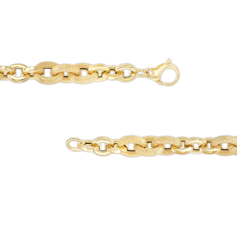 Main Image 3 of Italian Gold 2.0mm Diamond-Cut Glitter Link Chain Alternating Necklace in Hollow 14K Gold - 18&quot;