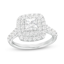 1-3/4 CT. T.W. Certified Princess-Cut Lab-Created Diamond Double Frame Engagement Ring in 14K White Gold (F/VS2)