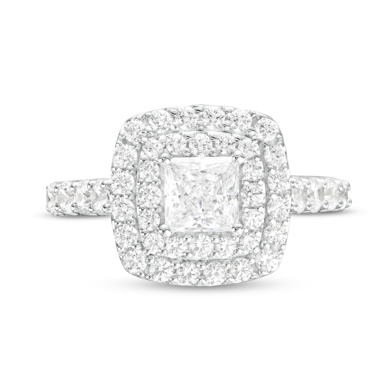 1-3/4 Ct. T.W. Certified Princess-Cut Lab-Created Diamond Double Frame Engagement Ring in 14K White Gold (F/Vs2)