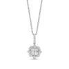 Thumbnail Image 1 of Enchanted Disney Elsa 3/8 CT. T.W. Quad Princess-Cut Diamond Frame Snowflake Pendant in Sterling Silver – 19&quot;