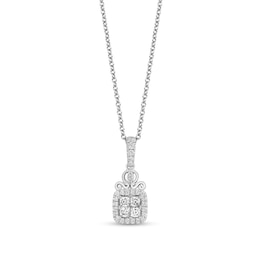 Enchanted Disney Cinderella 1/3 CT. T.W. Quad Princess-Cut Diamond Frame Pendant in Sterling Silver – 19&quot;