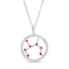 Thumbnail Image 1 of Lab-Created Ruby and White Lab-Created Sapphire Sagittarius Circle Outline Pendant in Sterling Silver