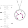 Thumbnail Image 3 of Lab-Created Ruby and White Lab-Created Sapphire Sagittarius Circle Outline Pendant in Sterling Silver