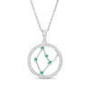 Thumbnail Image 1 of Lab-Created Emerald and White Lab-Created Sapphire Virgo Circle Outline Pendant in Sterling Silver