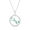 Thumbnail Image 1 of Lab-Created Emerald and White Lab-Created Sapphire Taurus Circle Outline Pendant in Sterling Silver