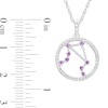 Thumbnail Image 3 of Lab-Created Amethyst and White Lab-Created Sapphire Libra Circle Outline Pendant in Sterling Silver