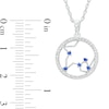 Thumbnail Image 3 of Blue and White Lab-Created Sapphire Pisces Circle Outline Pendant in Sterling Silver