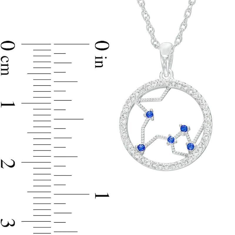 Main Image 3 of Blue and White Lab-Created Sapphire Pisces Circle Outline Pendant in Sterling Silver