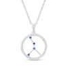 Thumbnail Image 1 of Blue and White Lab-Created Sapphire Cancer Circle Outline Pendant in Sterling Silver