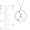 Thumbnail Image 3 of Blue and White Lab-Created Sapphire Cancer Circle Outline Pendant in Sterling Silver