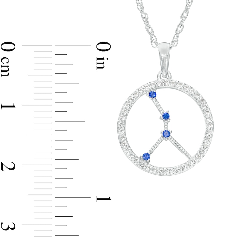 Main Image 3 of Blue and White Lab-Created Sapphire Cancer Circle Outline Pendant in Sterling Silver