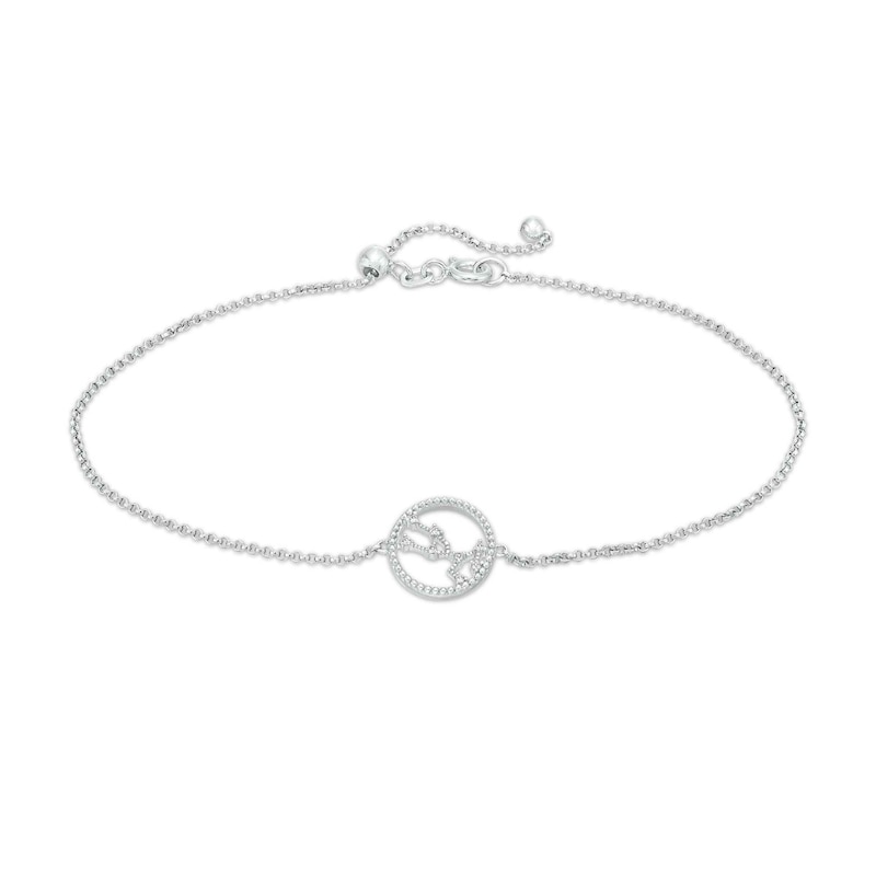 Main Image 1 of White Lab-Created Sapphire Taurus Constellation Anklet in Sterling Silver - 10&quot;