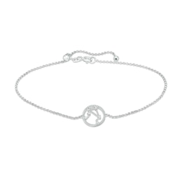 White Lab-Created Sapphire Libra Constellation Anklet in Sterling Silver - 10&quot;