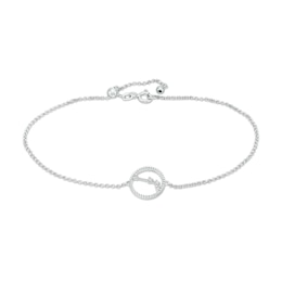 White Lab-Created Sapphire Aries Constellation Anklet in Sterling Silver - 10&quot;