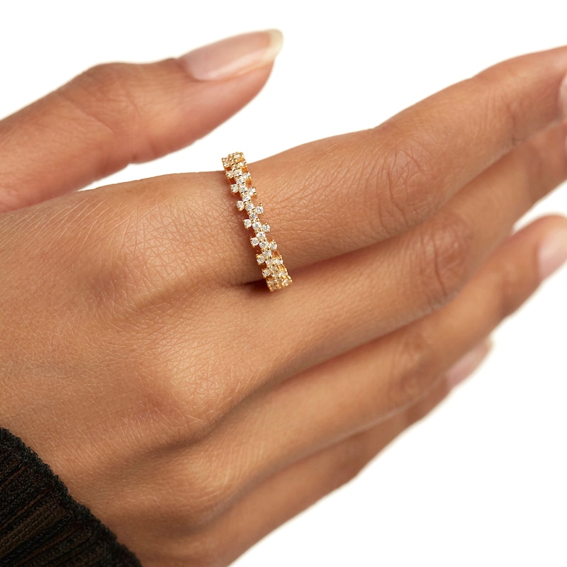 Main Image 4 of 5/8 CT. T.W. Lab-Created Diamond Scatter Eternity Band in 14K Gold - Size 6.75