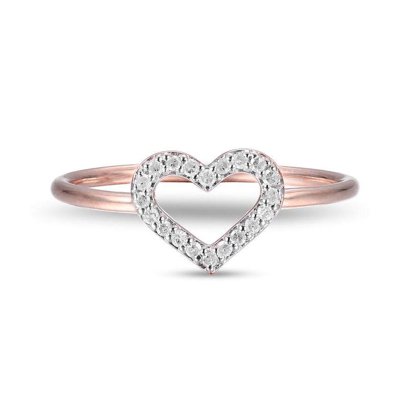 1/10 CT. T.W. Diamond Heart Outline Ring in Sterling Silver with 18K Rose Gold Plate