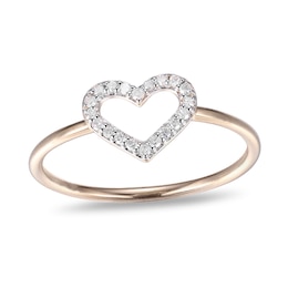 1/10 CT. T.W. Diamond Heart Outline Ring in Sterling Silver with 18K Gold Plate