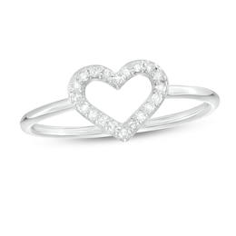 1/10 CT. T.W. Diamond Heart Outline Ring in Sterling Silver