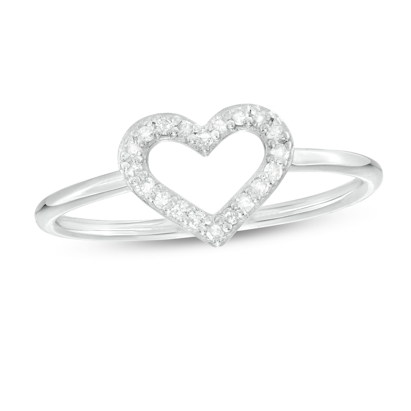 1/10 CT. T.W. Diamond Heart Outline Ring in Sterling Silver | Zales Outlet
