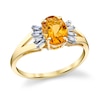 Thumbnail Image 1 of Oval Citrine and 1/8 CT. T.W. Baguette Diamond Collar Ring in 14K Gold