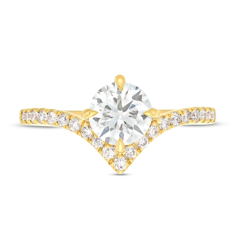 Main Image 5 of You're the One™ 1-1/5 CT. T.W. Certified Lab-Created Diamond Chevron Engagement Ring in 14K Gold (F/SI2)