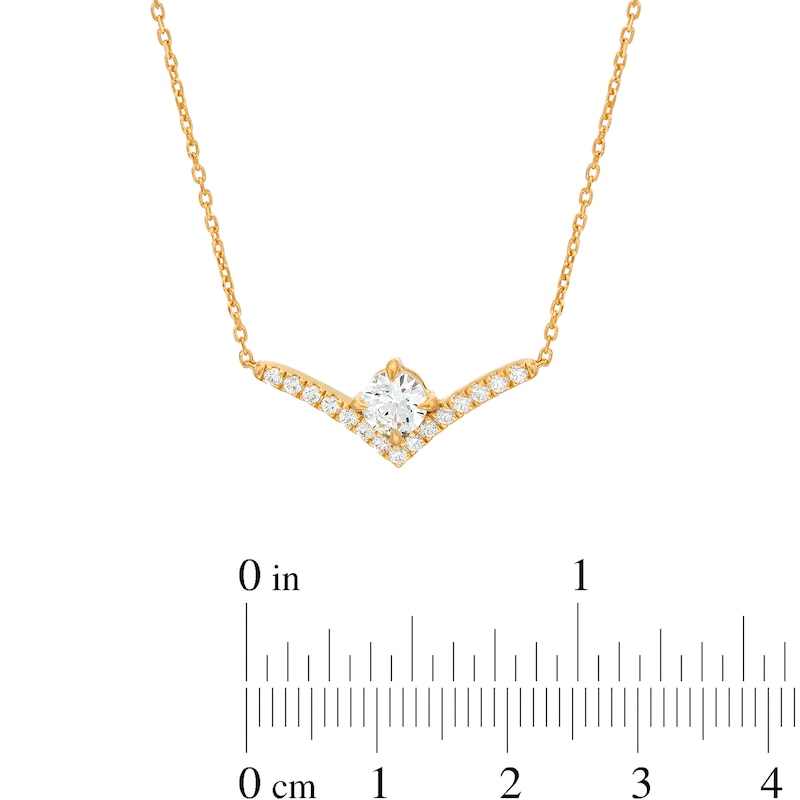 Main Image 3 of You're the One™ 5/8 CT. T.W. Certified Lab-Created Diamond Chevron Necklace in 14K Gold (F/SI2) – 18.5&quot;