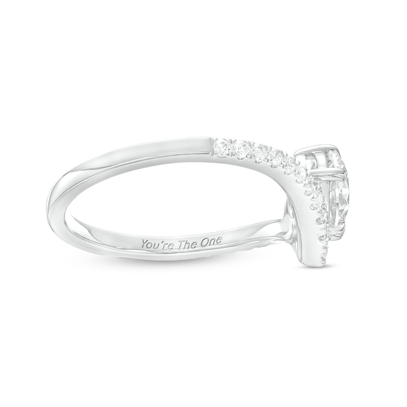 Main Image 3 of You're the One™ 1-1/5 CT. T.W. Certified Lab-Created Diamond Chevron Engagement Ring in 14K White Gold (F/SI2)