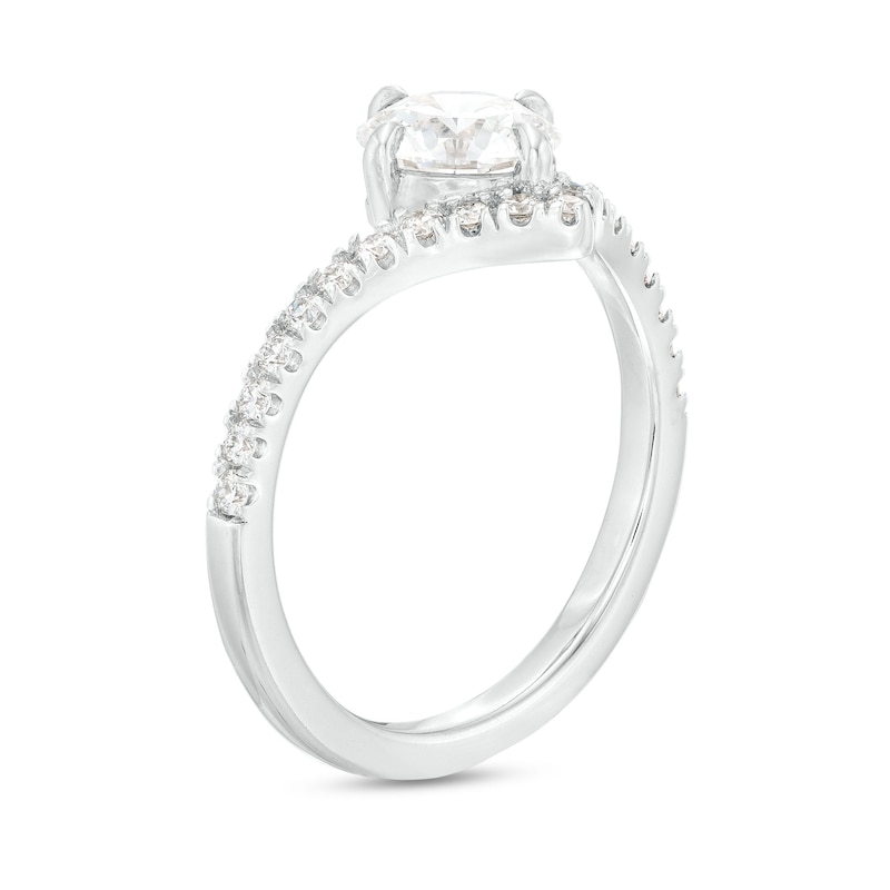 Main Image 4 of You're the One™ 1-1/5 CT. T.W. Certified Lab-Created Diamond Chevron Engagement Ring in 14K White Gold (F/SI2)