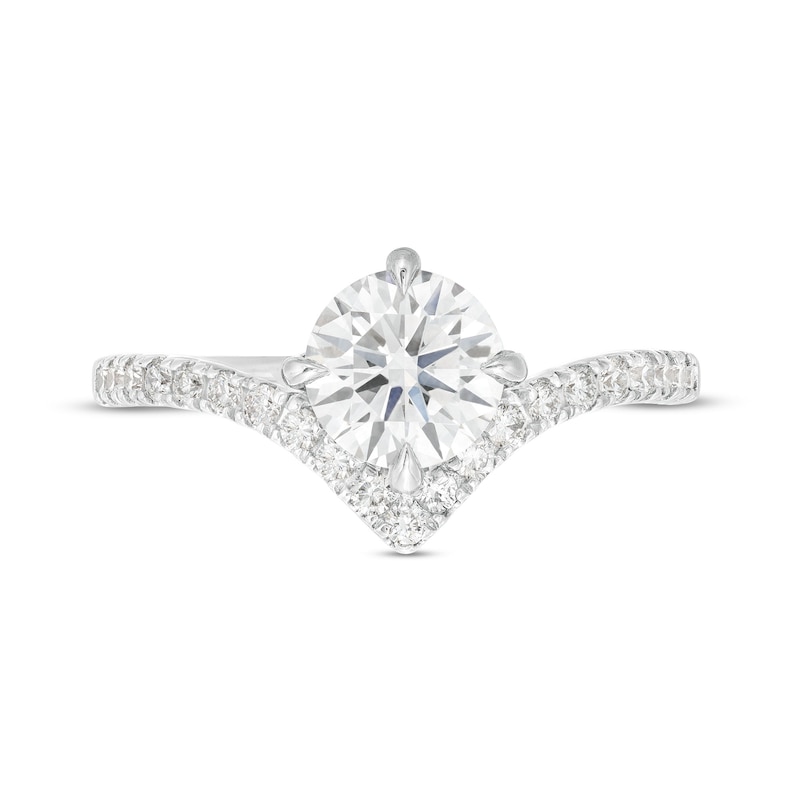 Main Image 5 of You're the One™ 1-1/5 CT. T.W. Certified Lab-Created Diamond Chevron Engagement Ring in 14K White Gold (F/SI2)