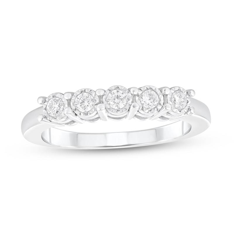 1/5 CT. T.W. Diamond Five Stone Anniversary Band in 10K White Gold