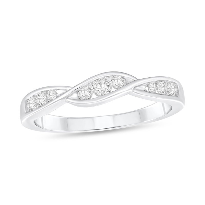 Main Image 1 of 1/4 CT. T.W. Diamond Twist Anniversary Band in 10K White Gold