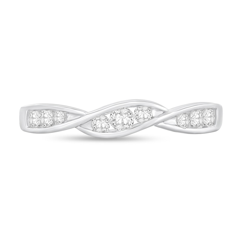 Main Image 3 of 1/4 CT. T.W. Diamond Twist Anniversary Band in 10K White Gold