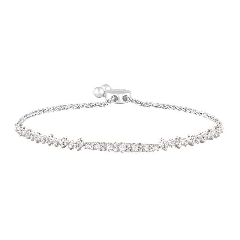 1 CT. T.W. Diamond Bolo Bracelet in 14K White Gold - 9.5