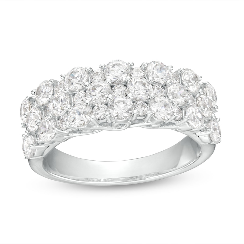 Main Image 1 of 2 CT. T.W. Certified Lab-Created Diamond Alternating Triple Row Anniversary Band in 14K White Gold (F/VS2)